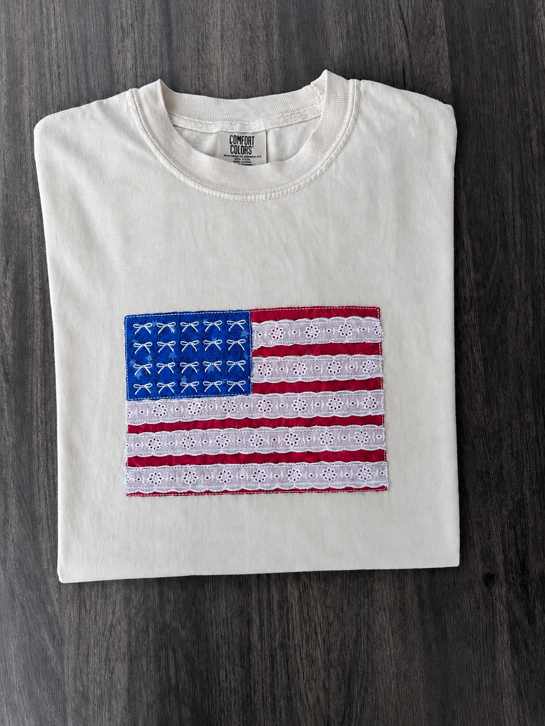 Patriotic Appliqué American Flag T-Shirt