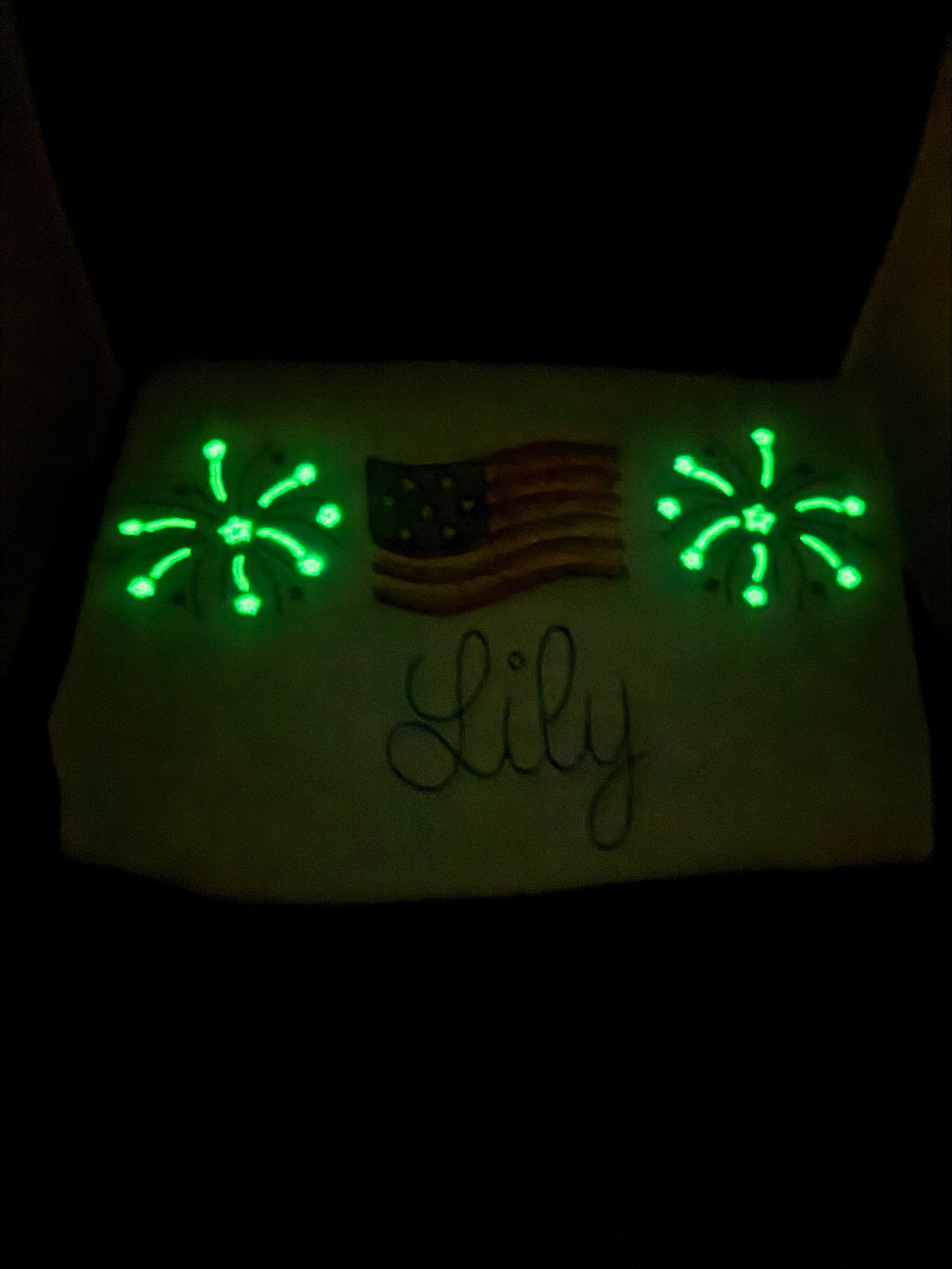 Kid’s Personalized Glow-in-the-Dark Fireworks Flag T-Shirt