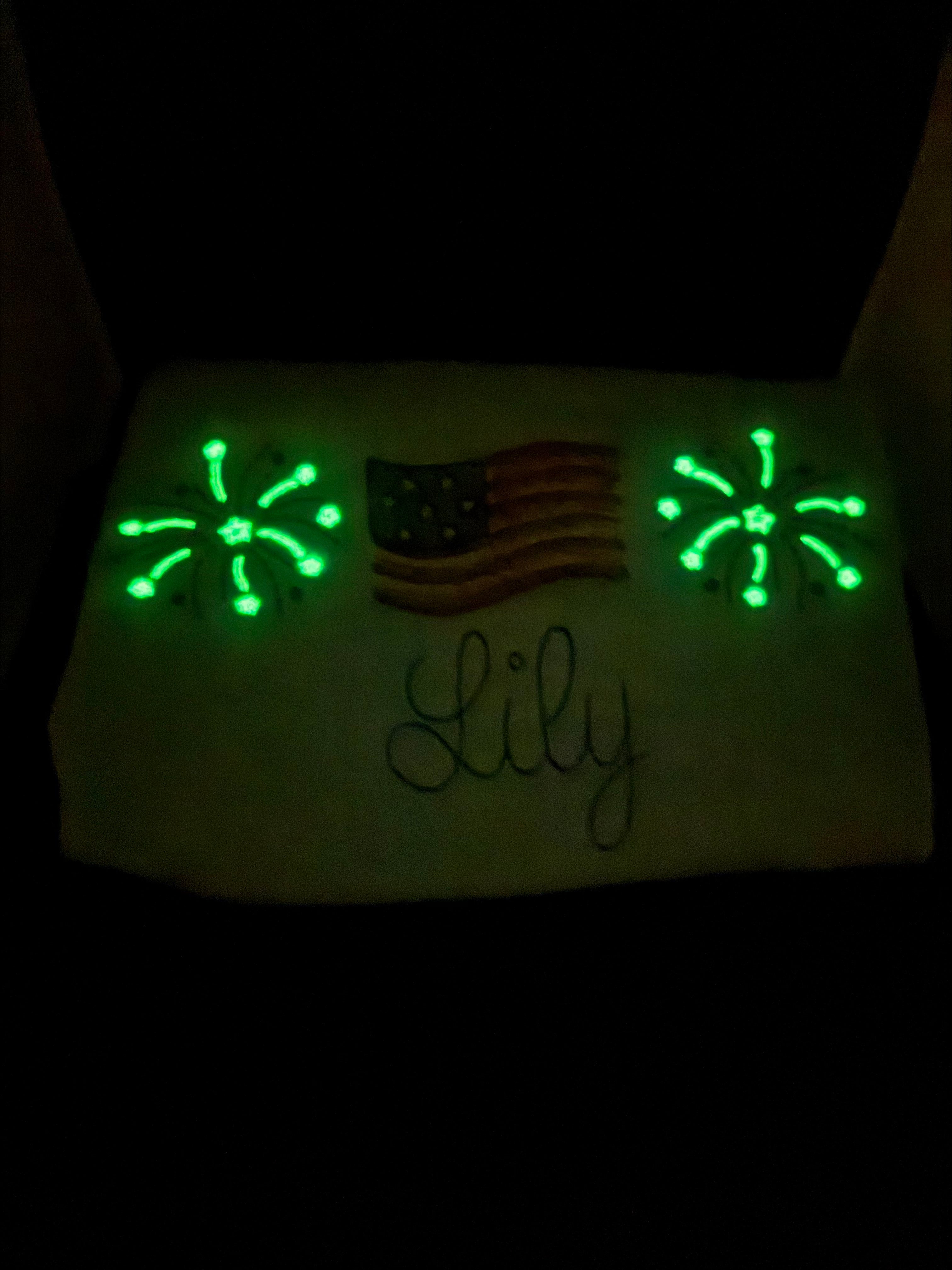 Kid’s Personalized Glow-in-the-Dark Fireworks Flag T-Shirt