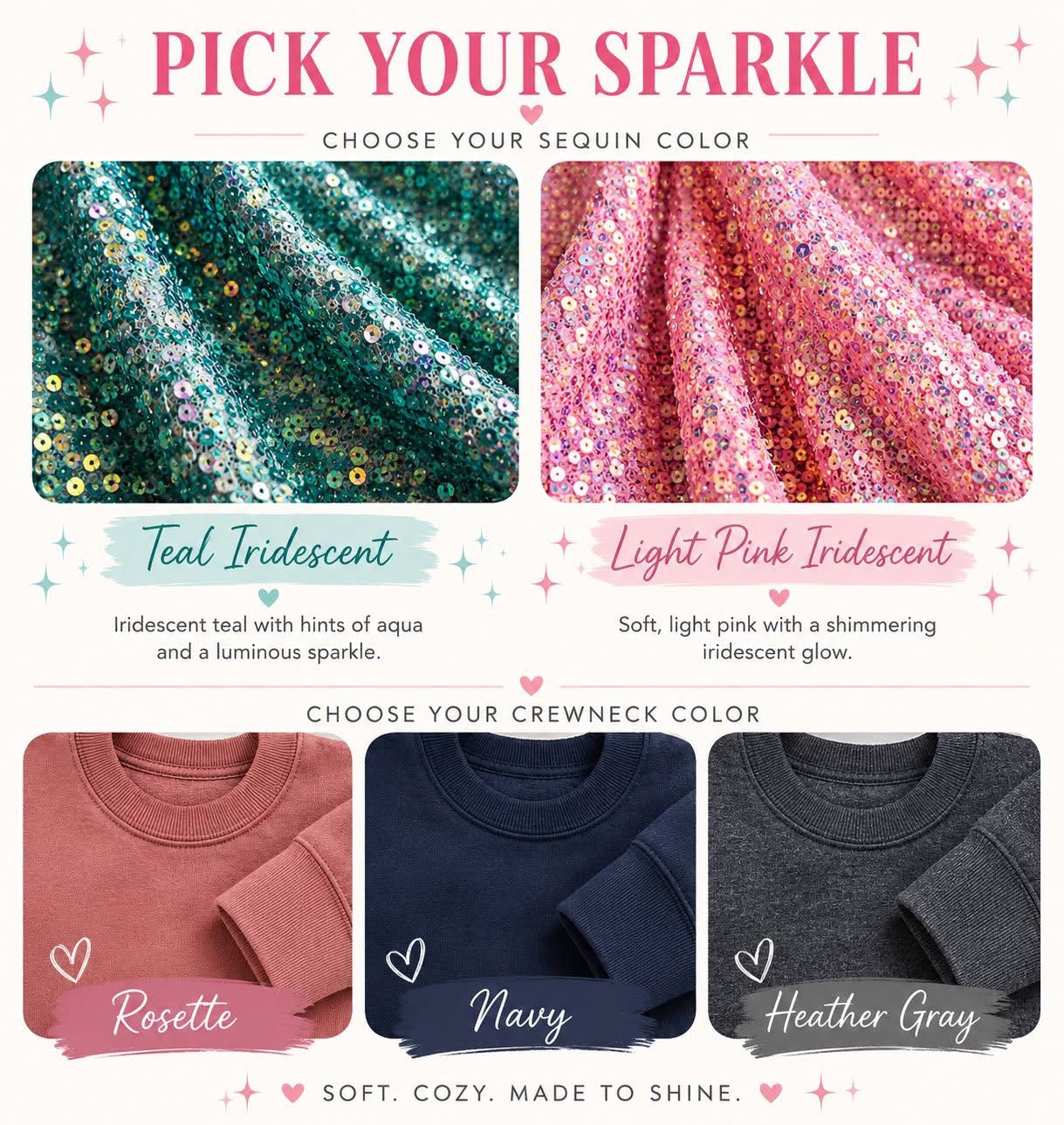 Sequin Appliqué Crewnecks